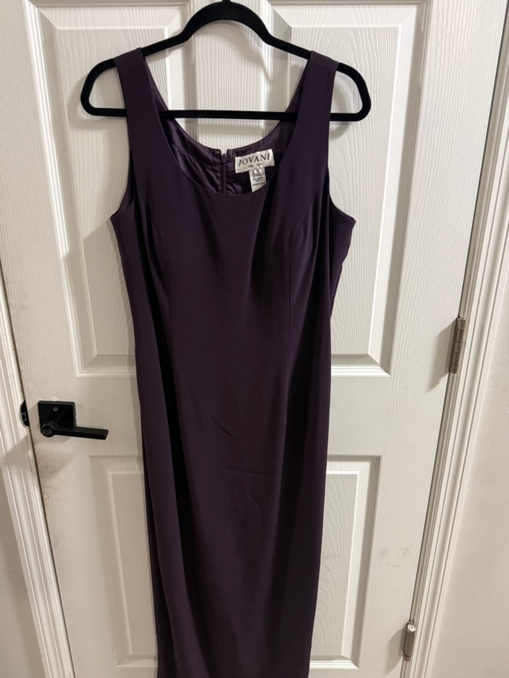 Jovani New York 100% Silk Eggplant Column Gown Formal Evening Dress Size 16